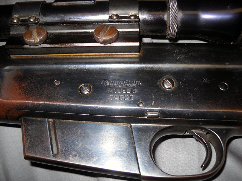 detail, Model 8 receiver left side, with marking: REMINGTON MODEL 8